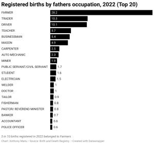 Registered Births By Fathers Occupation 2022 Top 20