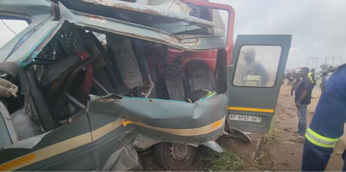 Tipper truck crashes into school bus